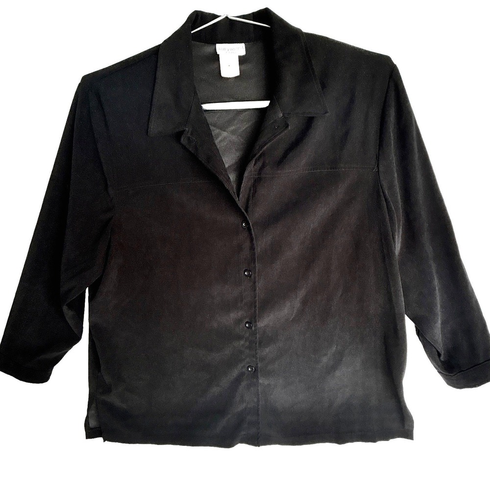 VTG Kathy Ireland Suede Shirt Blazer Jacket Womens 2X Satin Lined Overshirt Plus